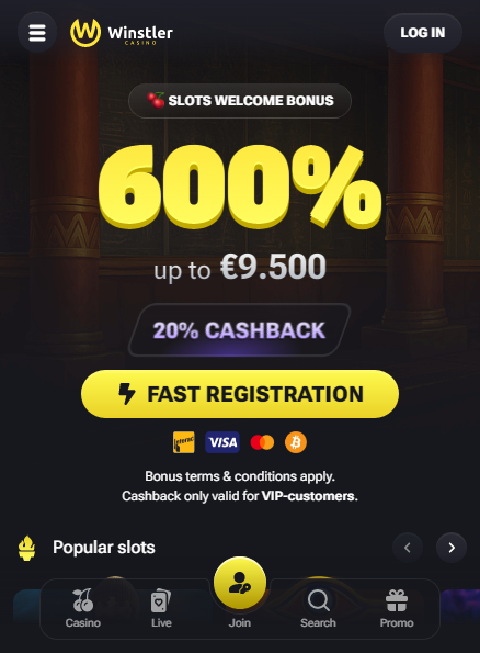 Winstler Casino Screenshot per mobile